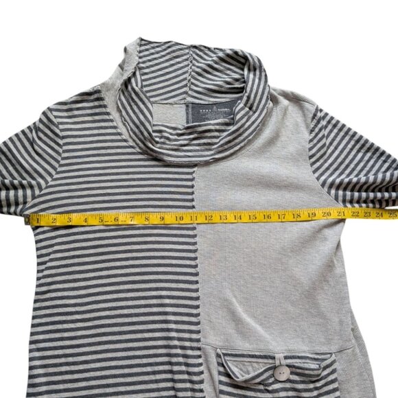Neon Buddha Tunic Top Cowl Neck Grey Stripes Assymetric Cotton Women's Medium - Picture 12 of 13